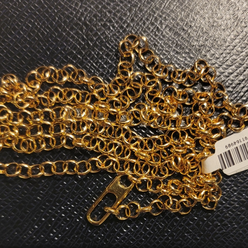 NWT gold-filled round link chain with charm made clasp